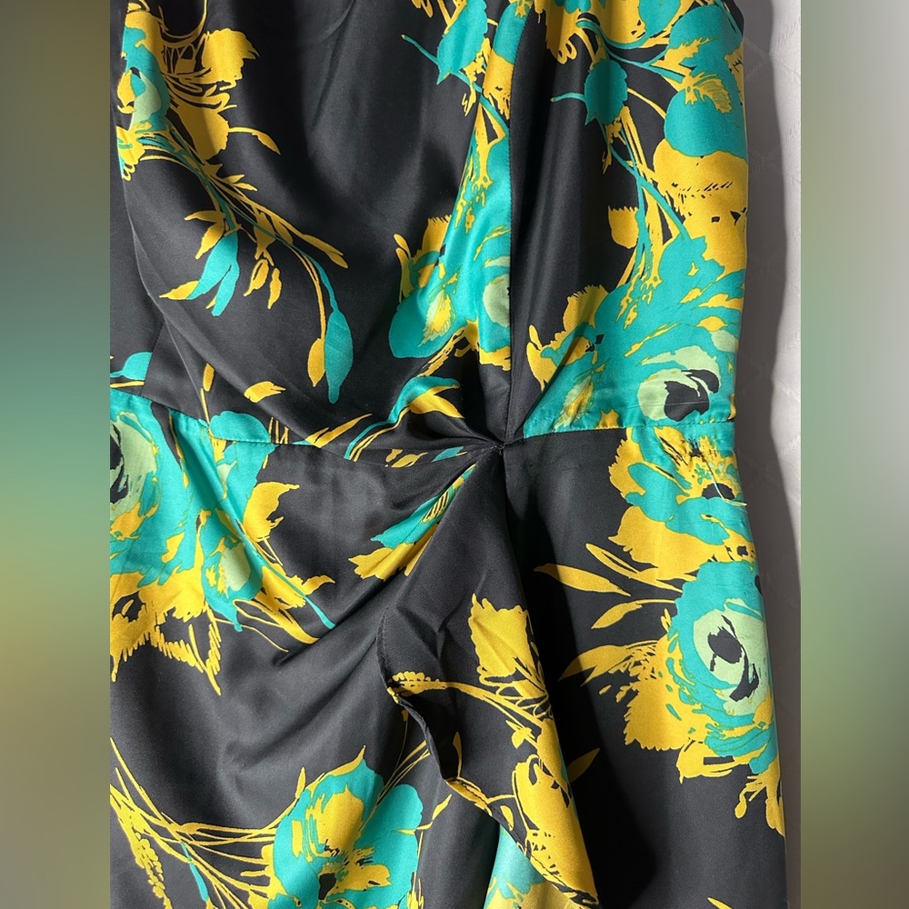Beautiful Banana Republic Black Dress with Yellow and Teal Flowers, Size… - Picture 6 of 8